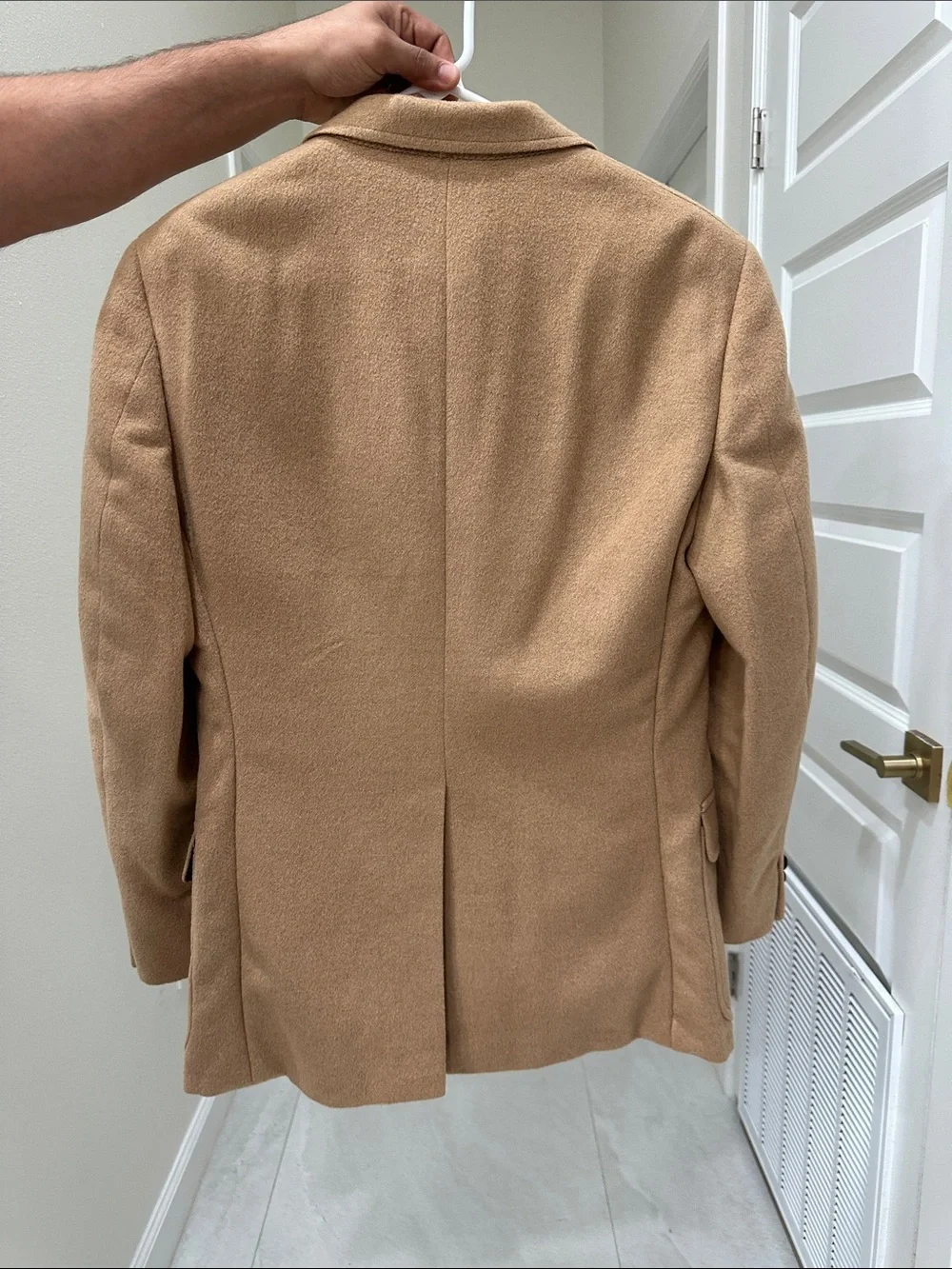 Men's Camel Wool-Blend Blazer - Classic Single-Breasted Jacket